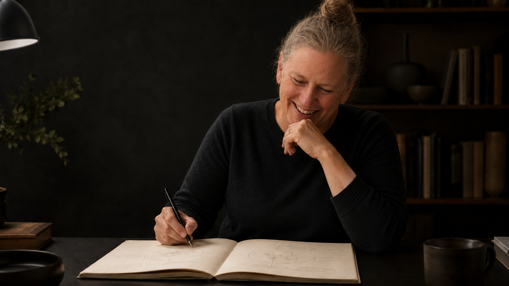 Christina Illing am Schreibtisch – Pflichtkind Practitioner Ausbildung